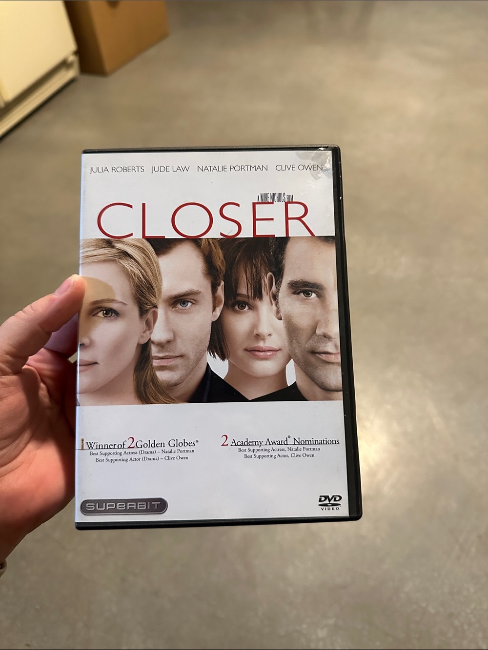 CLOSER DVD Movie Case - White & Red Cover